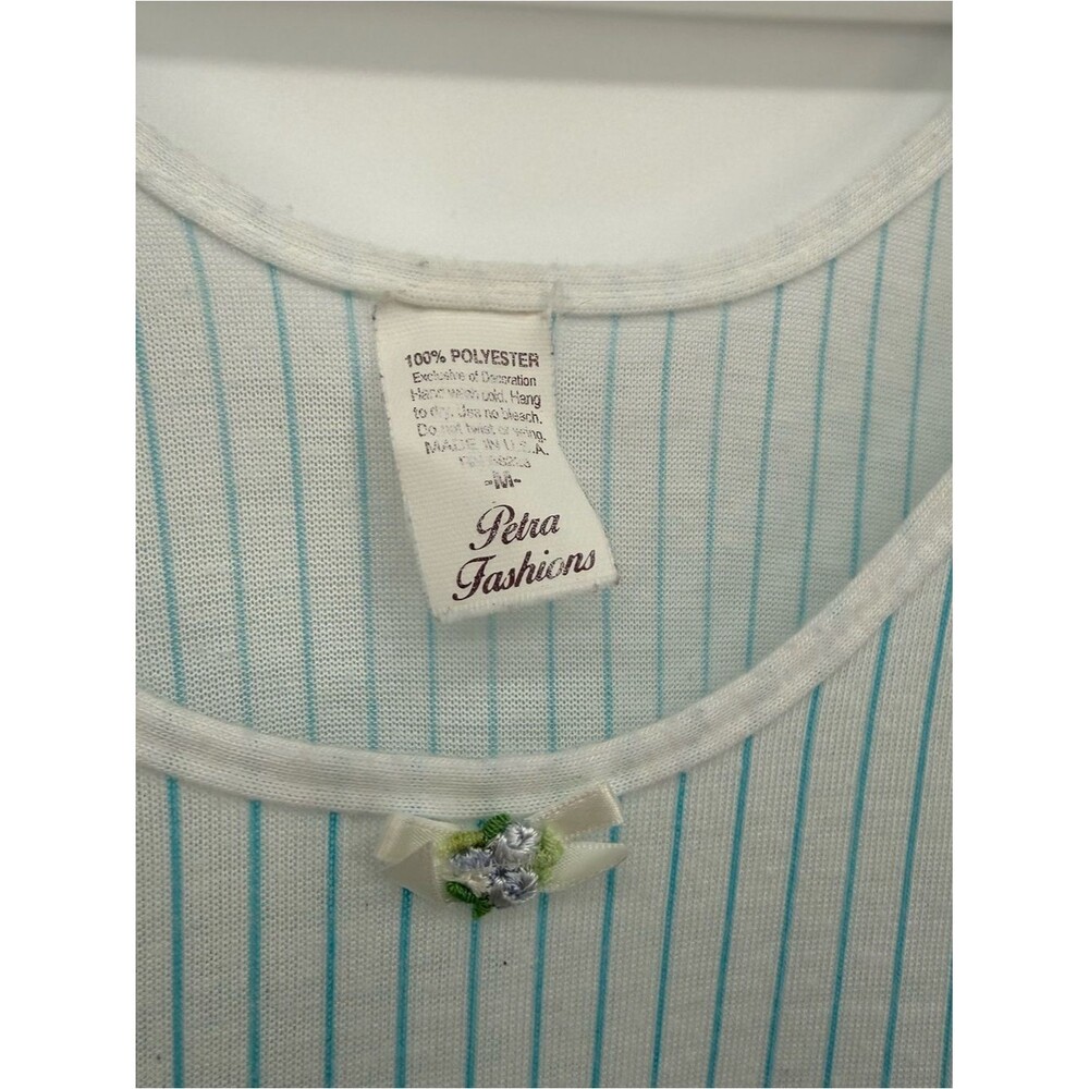 Petra Fashions Blue Pinstripe Mini Nightgown Dress Sleeveless Coastal Size Med - Picture 5 of 8